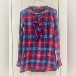 American Eagle Outfitters Plaid Ruffle Blouse